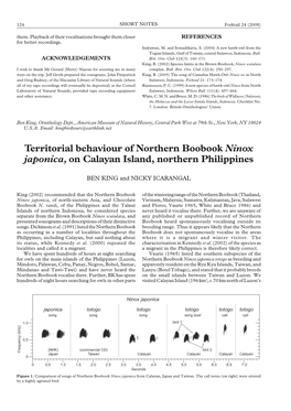Territorial Behaviour of Northern Boobook Ninox Japonica, on Calayan Island, Northern Philippines