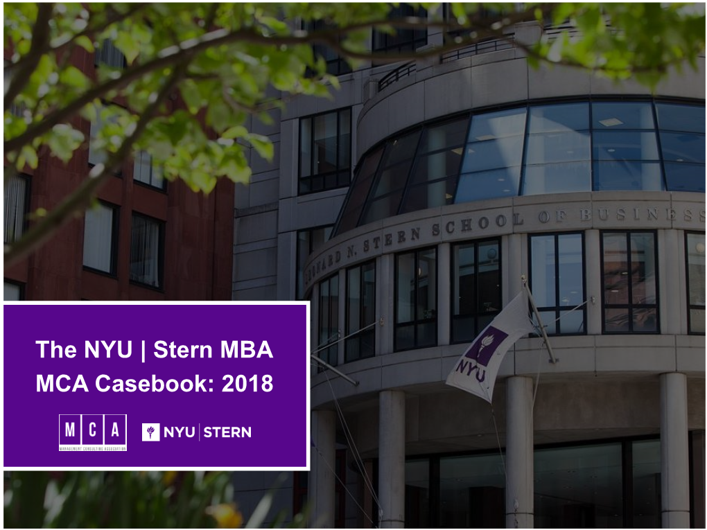 The NYU | Stern MBA MCA Casebook: 2018 Acknowledgements