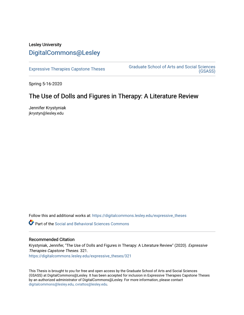 The Use of Dolls and Figures in Therapy: a Literature Review