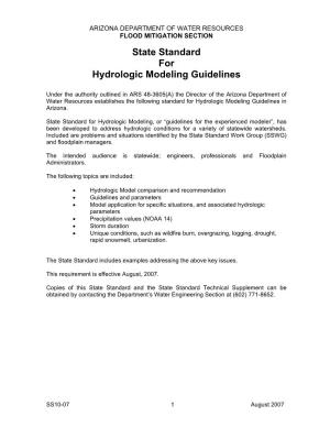 State Standard for Hydrologic Modeling Guidelines