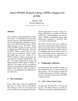 Native POSIX Threads Library (NPTL) Support for Uclibc