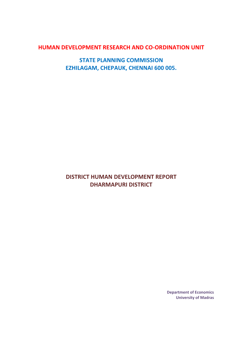 District Human Development Report Dharmapuri District