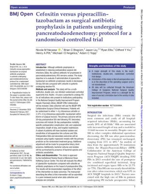 Cefoxitin Versus Piperacillin– Tazobactam As Surgical Antibiotic Prophylaxis in Patients Undergoing Pancreatoduodenectomy: Protocol for a Randomised Controlled Trial