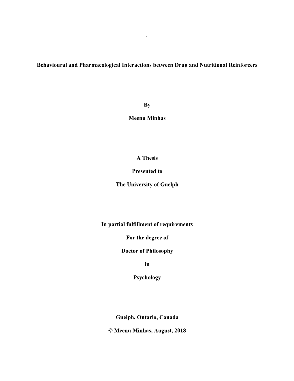 Behavioural and Pharmacological Interactions Between Drug and Nutritional Reinforcers