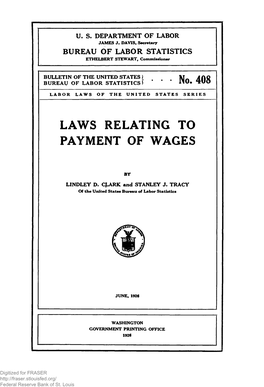 Laws Relating to Payment of Wages