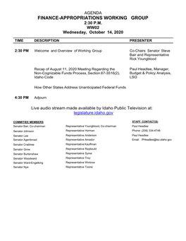 Finance-Appropriations Working Group 2:30 P.M