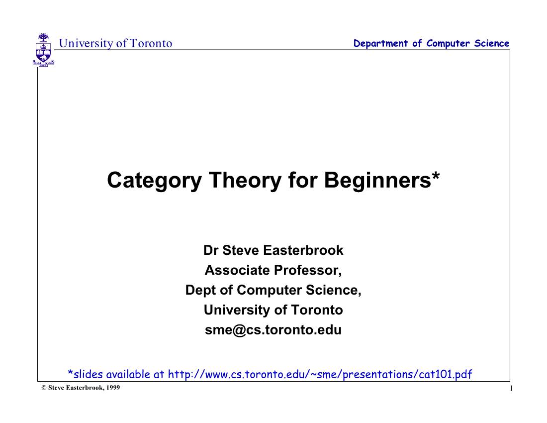 Category Theory for Beginners*