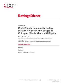 (City Colleges of Chicago). Illinois; General Obligation