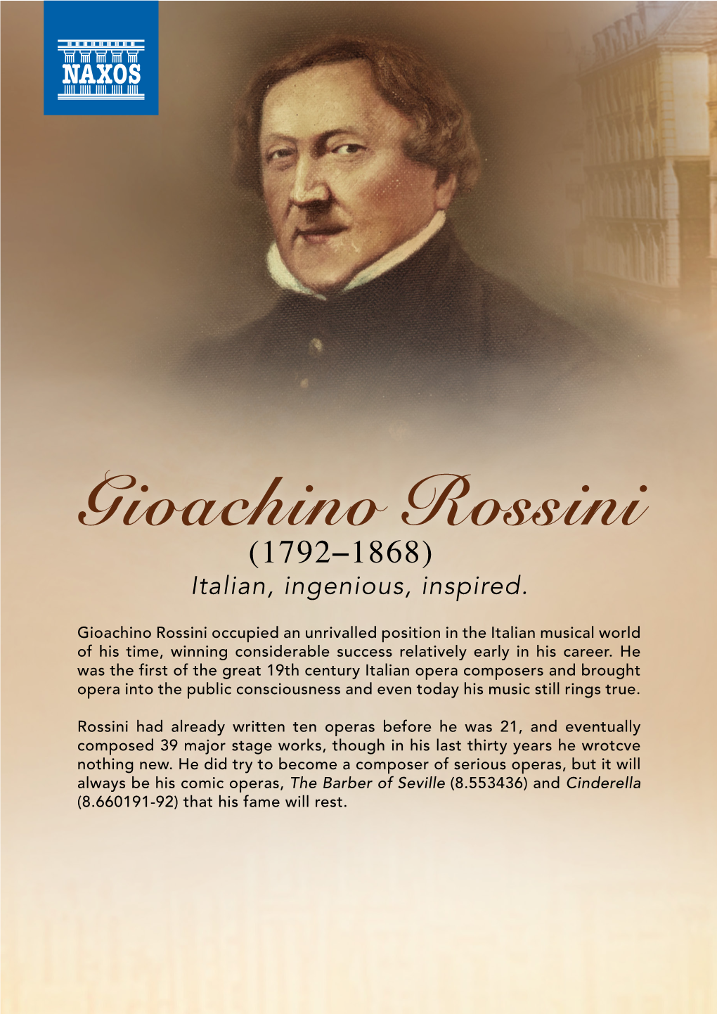 Gioachino Rossini (1792–1868) Italian, Ingenious, Inspired