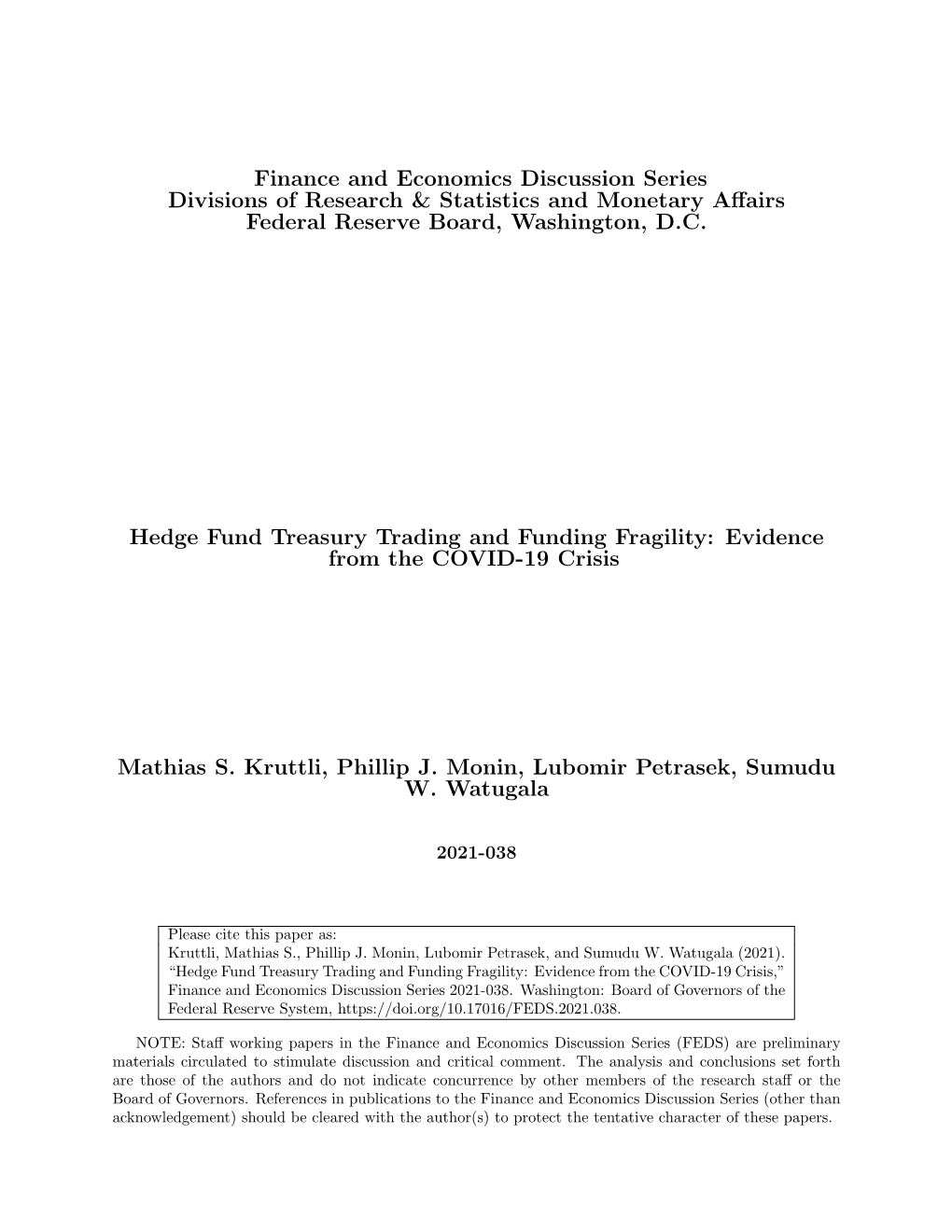 Hedge Fund Treasury Trading and Funding Fragility: Evidence from the COVID-19 Crisis