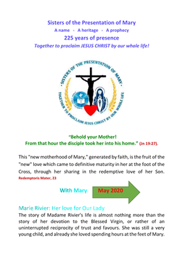 Sisters of the Presentation of Mary 225 Years of Presence May 2020