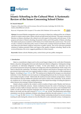 Islamic Schooling in the Cultural West: a Systematic Review of the Issues Concerning School Choice