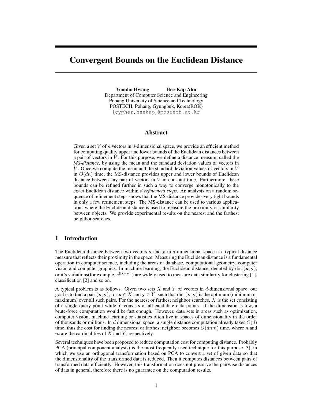 Convergent Bounds on the Euclidean Distance