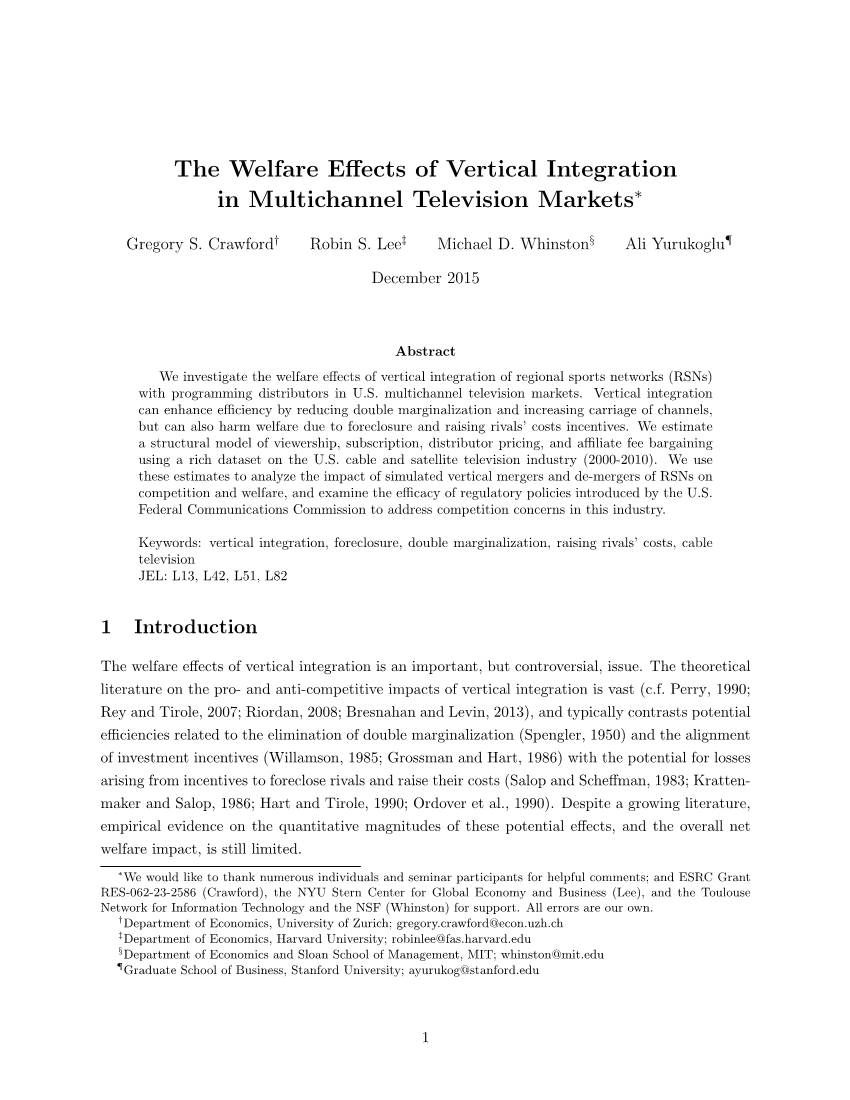 The Welfare Effects of Vertical Integration in Multichannel