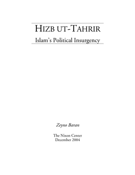 HIZB UT-TAHRIR Islam’S Political Insurgency