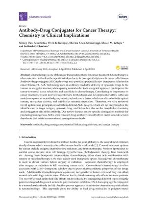 Antibody-Drug Conjugates for Cancer Therapy: Chemistry to Clinical Implications