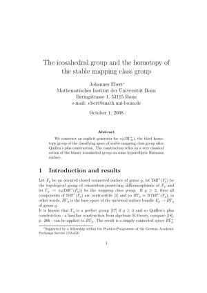 The Icosahedral Group and the Homotopy of the Stable Mapping Class Group
