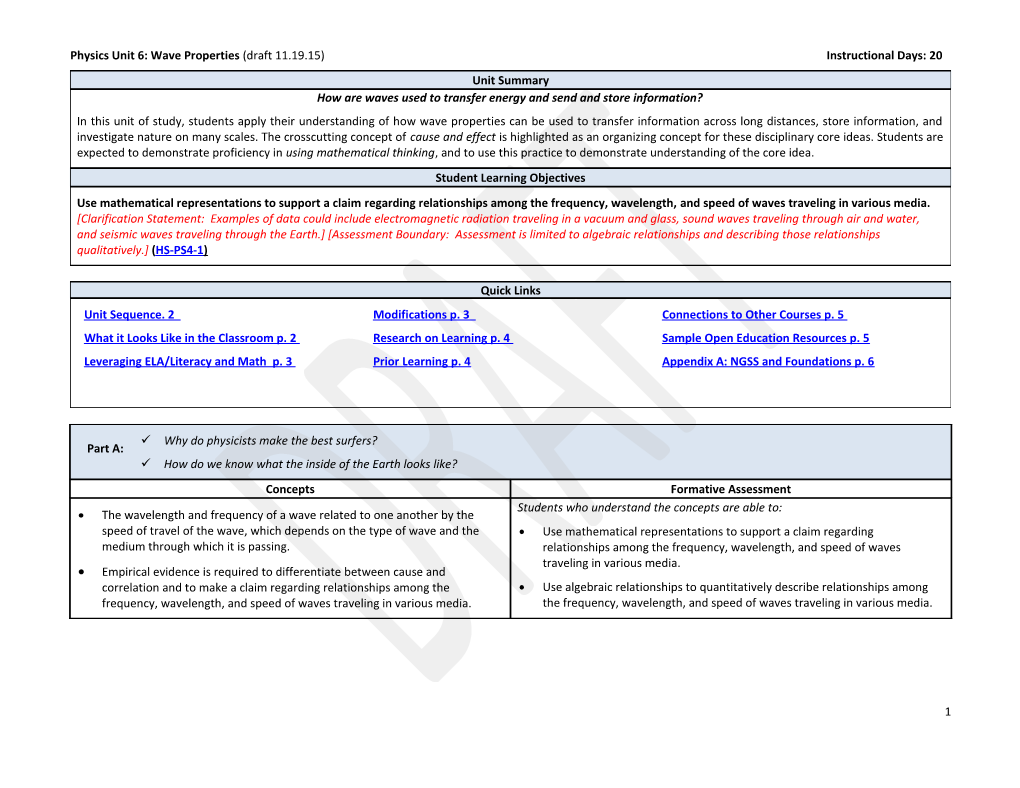 Physics Unit 6 Wave Properties