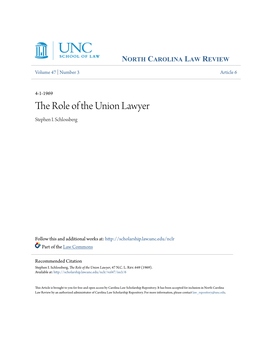The Role of the Union Lawyer Stephen I