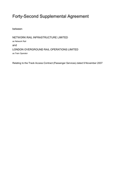 London Overground Rail Operations Limited 42Nd Draft Supplemental