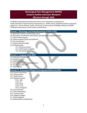 (NSPM) Content Outline and Exam Blueprint Effective Through 2020