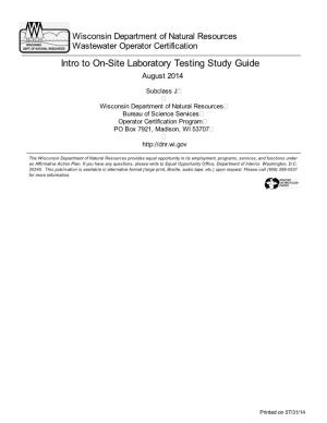 Intro to On-Site Laboratory Testing Study Guide August 2014