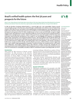 Brazil's Unified Health System: the First 30 Years and Prospects for the Future