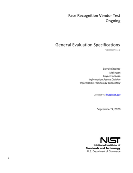 FRVT General Evaluation Specifications
