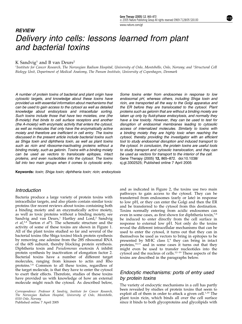 Lessons Learned from Plant and Bacterial Toxins