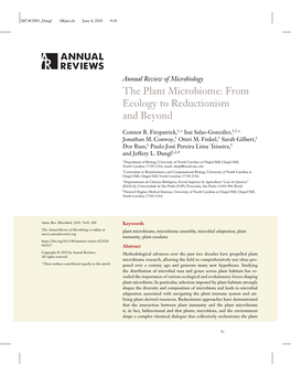The Plant Microbiome: from Ecology to Reductionism and Beyond