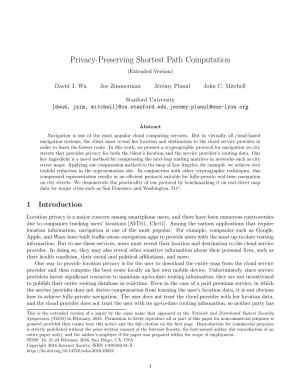 Privacy-Preserving Shortest Path Computation (Extended Version)