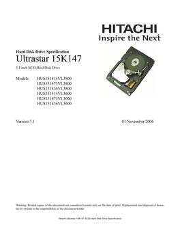 Ultrastar 15K147 3.5 Inch SCSI Hard Disk Drive