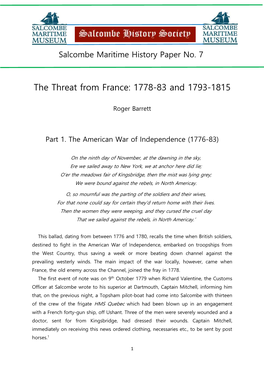 7. the Threat from France 1778-83 and 1793-1815