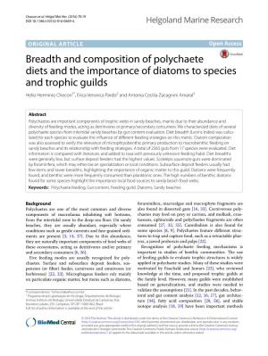 Breadth and Composition of Polychaete Diets and The