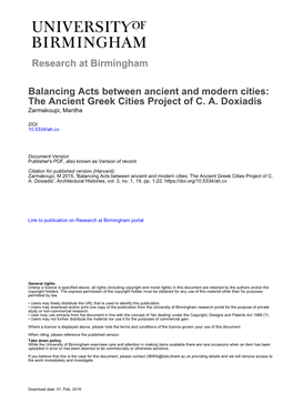 The Ancient Greek Cities Project of CA Doxiadis