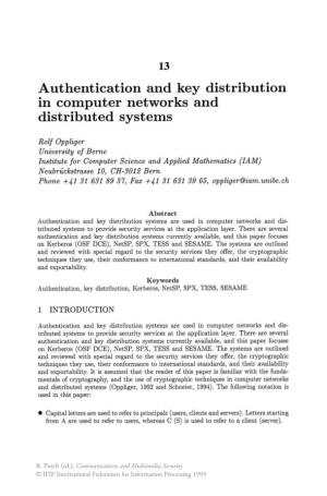 Authentication and Key Distribution in Computer Networks and Distributed Systems