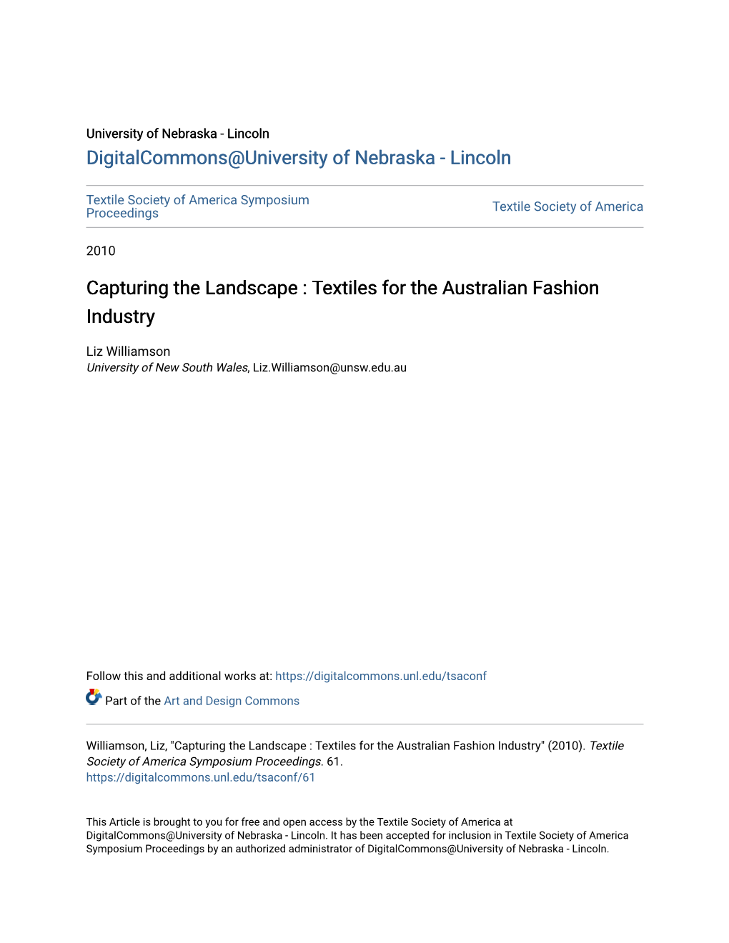 Textiles for the Australian Fashion Industry