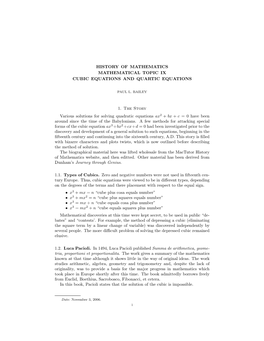 History of Mathematics Mathematical Topic Ix Cubic Equations and Quartic Equations