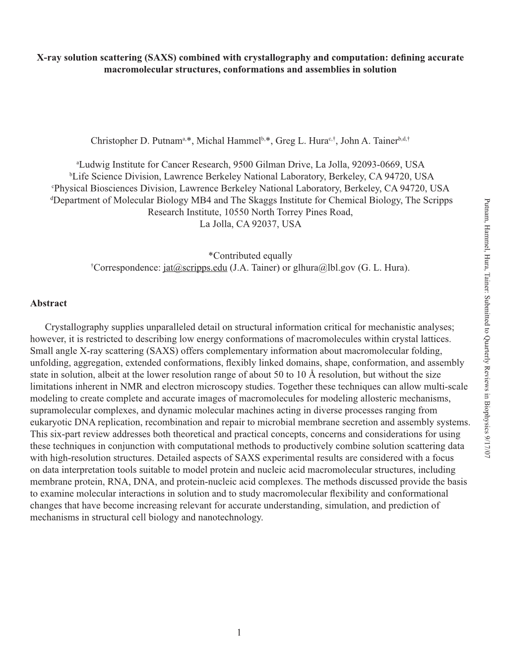 1 X-Ray Solution Scattering (SAXS)