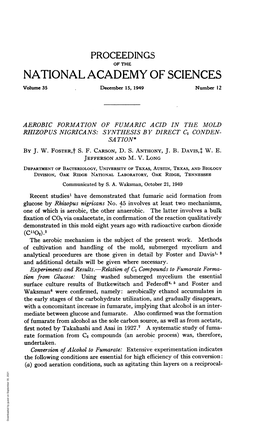 NATIONAL ACADEMY of SCIENCES Volume 35 December 15, 1949 Number 12