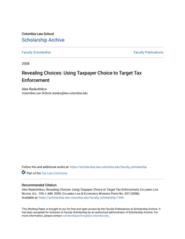Using Taxpayer Choice to Target Tax Enforcement
