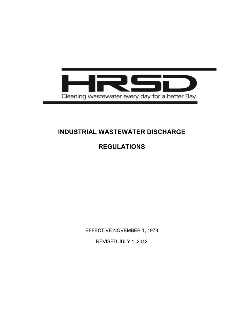 HRSD Industrial Wastewater Discharge Regulations