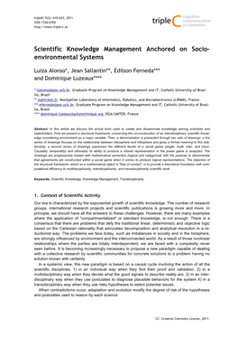 Scientific Knowledge Management Anchored on Socio- Environmental Systems