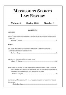 Mississippi Sports Law Review