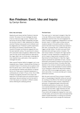 Ken Friedman: Event, Idea and Inquiry by Carolyn Barnes