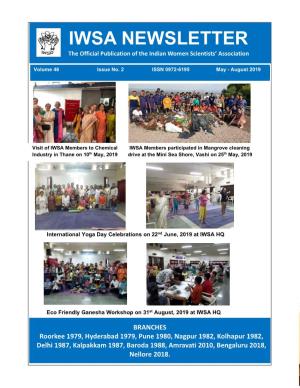 IWSA NEWSLETTER the Official Publication of the Indian Women Scientists’ Association
