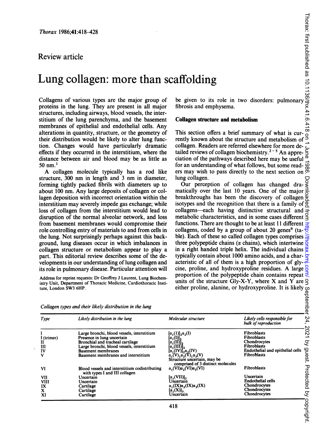Lung Collagen: More Than Scaffolding