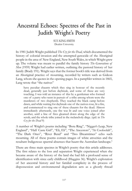 Ancestral Echoes: Spectres of the Past in Judith Wright's Poetry