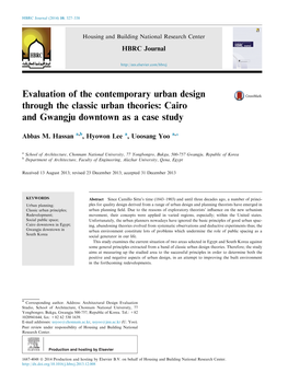 Evaluation of the Contemporary Urban Design Through the Classic Urban Theories: Cairo and Gwangju Downtown As a Case Study