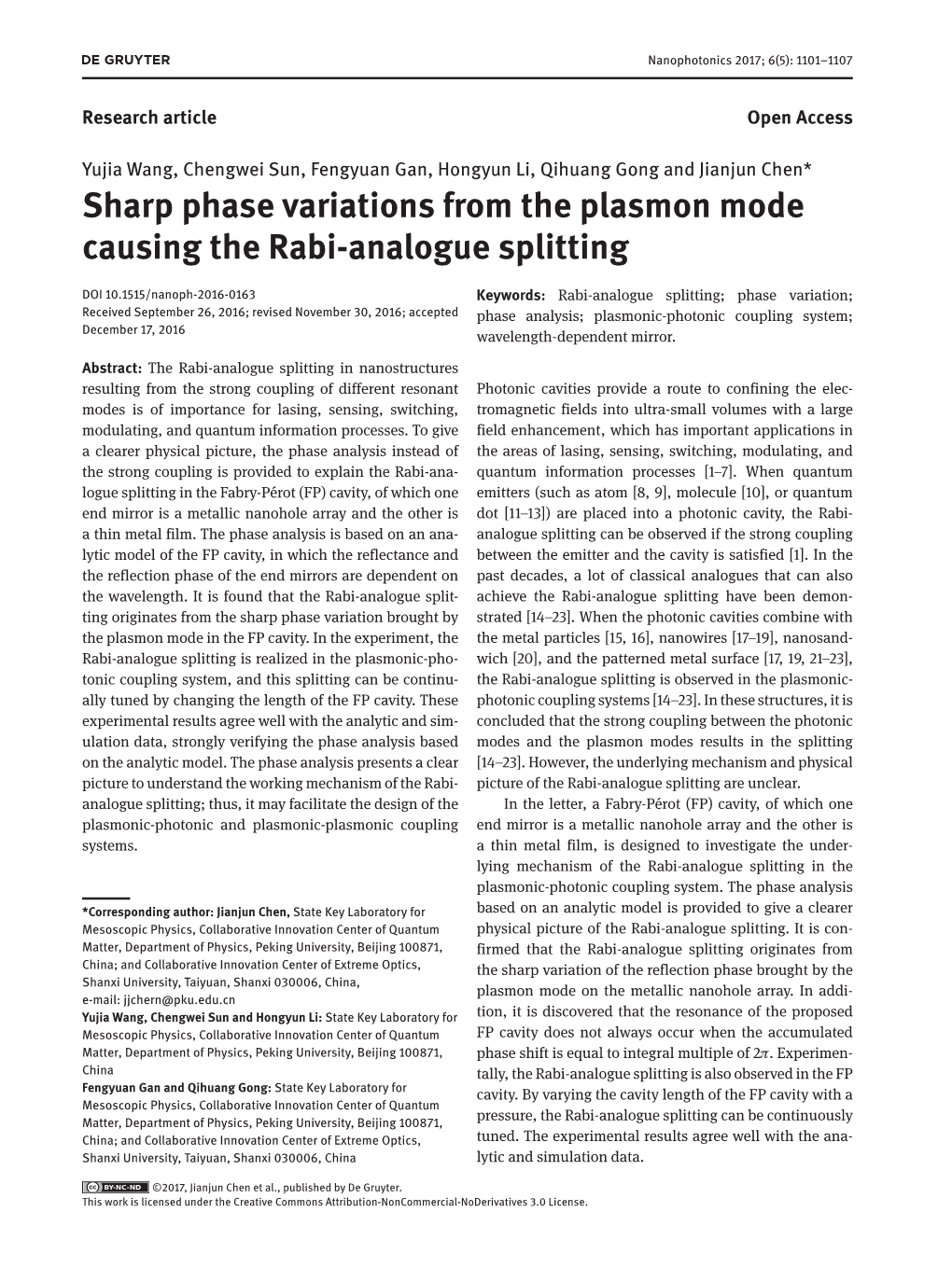 Sharp Phase Variations from the Plasmon Mode Causing the Rabi-Analogue Splitting